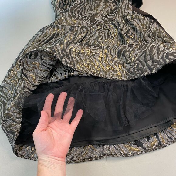 MM Couture Dress Small Animal Print Brown Gold Cutout Back Party Club Miss Me S - Picture 7 of 11